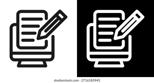 Icono De Línea De Creación De Contenido En Estilo Blanco Y Negro