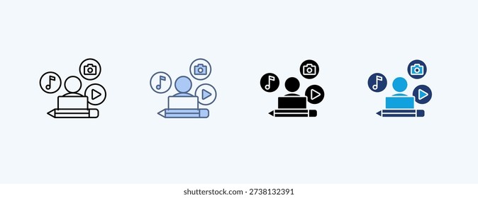 Content Creation Multiple Icon Illustration Vector