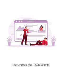 content creation and storytelling concepts. Influencer blogger Content Creator with social media background sharing moments on social networks. Create posts for followers.
