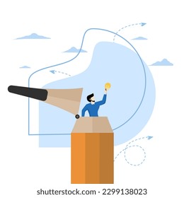 content Creative idea, inspiration or imagination to think of new ideas, learn knowledge or writing concept, creativity, creative young man open the top of the pencil find a new light bulb idea.