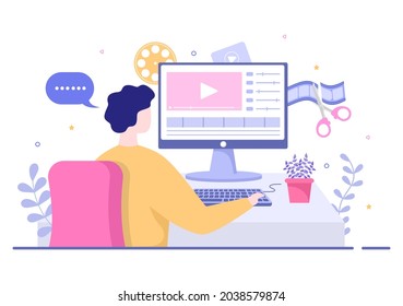 Content Creator Background Vector Illustration of Freelancer Blogger and Video Vlogger Production Can use for Poster or web Design Template