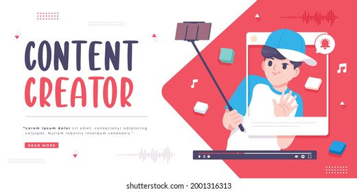 content creator concept banner template