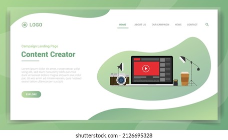 Content Creator Concept For Website Template Landing Homepage