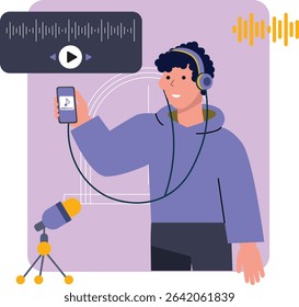 Content creator doing online podcast 