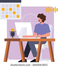 Content creator doing online podcast 