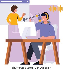 Content creator doing online podcast 