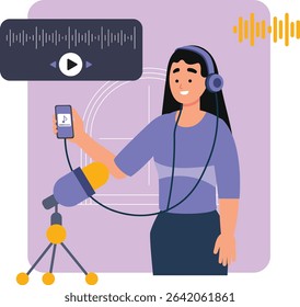 Content creator doing online podcast 