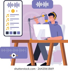 Content creator doing online podcast 