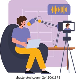 Content creator doing online podcast 