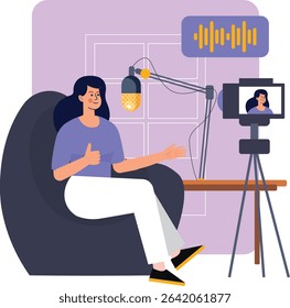 Content creator doing online podcast 