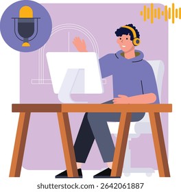 Content creator doing online podcast 