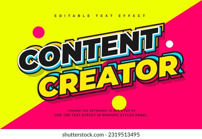 Content creator editable text effect template