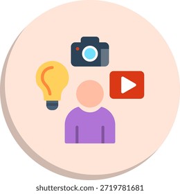 Ícone de Estilo de Círculo Plano do Criador de Conteúdo