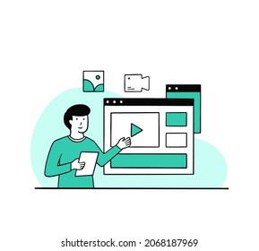Content-Creator-Flachbildkonzept, Vektorgrafik