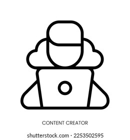 content creator icon. Line Art Style Design Isolated On White Background