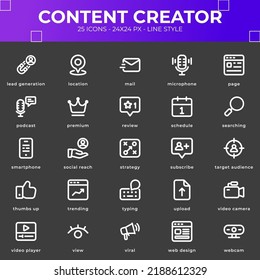 Paquete de iconos de creador de contenido con color negro