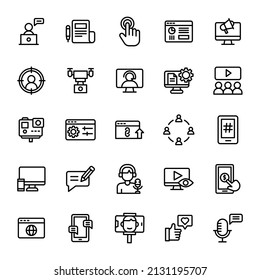 content creator icon set illustration vector graphic