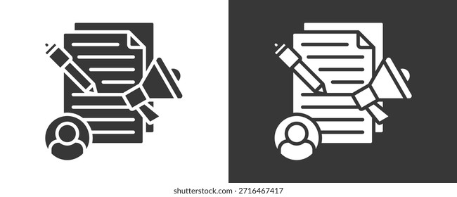 O Ícone Do Criador De Conteúdo Define A Coleção De Vetores Isolada Em Preto E Branco