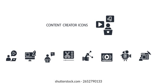 ícone criador de conteúdo definido. criador de conteúdo vetor.Editável traçado.sinal de estilo linear para usar web design,ilustração logo.Symbol.