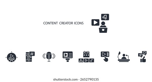 ícone criador de conteúdo definido. criador de conteúdo vetor.Editável traçado.sinal de estilo linear para usar web design,ilustração logo.Symbol.