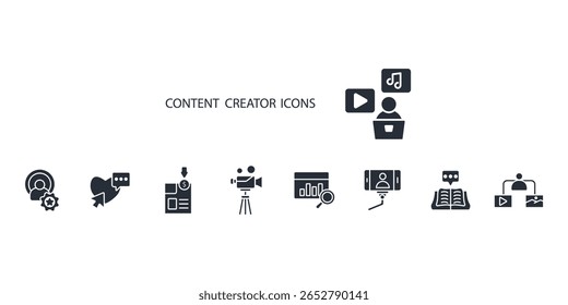 ícone criador de conteúdo definido. criador de conteúdo vetor.Editável traçado.sinal de estilo linear para usar web design,ilustração logo.Symbol.