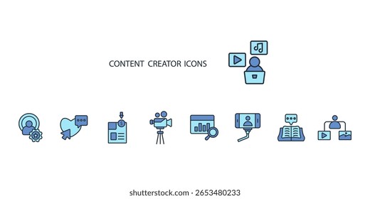 ícone criador de conteúdo definido. criador de conteúdo vetor.Editável traçado.sinal de estilo linear para usar web design,ilustração logo.Symbol.