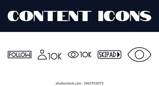 Content Creator Icons Set. Influencer Icon Illustration Vector. Social Media content vector.