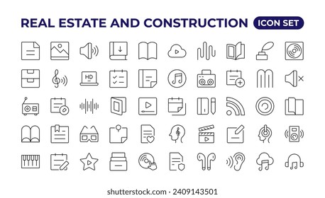 conjunto de iconos de creador de contenido.Conjunto de iconos Esquema. 
