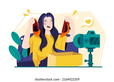Concepto de Ilustración de creador de contenido. Ilustración plana aislada en fondo blanco