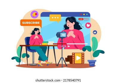 Content Creator Illustration concept on white background