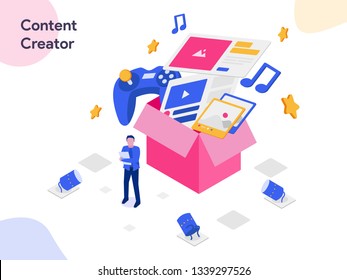 Content Creator Isometric Illustration. Modern flat design style for website and mobile website.Vector illustration