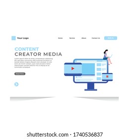 Content Creator Landing Page Vector Design