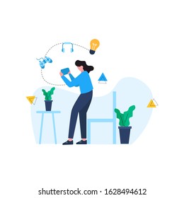 Content creator makes posts on social media vector illustration, suitable for landing page, ui, website, mobile app, editorial, poster, flyer, article, and banner