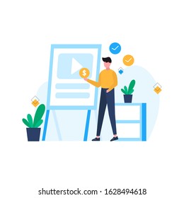 Content creator makes posts on social media vector illustration, suitable for landing page, ui, website, mobile app, editorial, poster, flyer, article, and banner