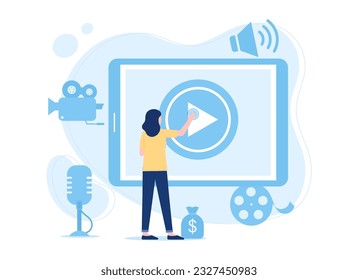 Content creator for money trending concept flat illustration