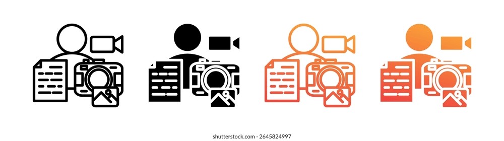 Content Creator Multi Style Icon Set Vector