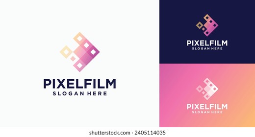 Content creator production video pixel film logo design