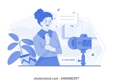 Concepto de creación de contenido Grabación de vídeo Ilustración de vídeo sobre fondo blanco