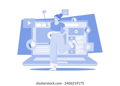 Content Creator Recording Video Illustration Concept