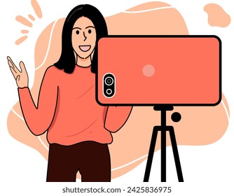 Content creator with smartphone concept vector illustration 