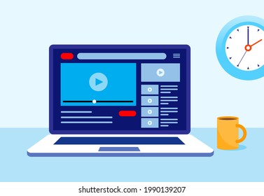 Content creator youtuber. Video creator. Landing page website illustration vector flat design 