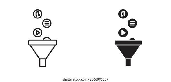 Content curation icons in outline and fill. vector illustration for ui.