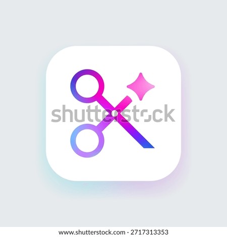 Content Cut icon illustration vector for AI-driven editing, smart content segmentation, and automated layout refinement. Symbolizes precise trimming and enhanced workflows in digital platforms