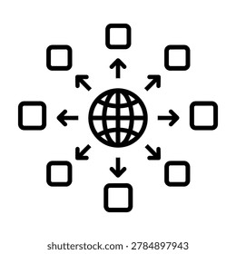Content Delivery Network CDN Globe Node Icon for Web Architecture