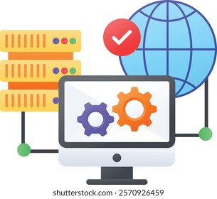 Content Delivery Network concept, Advance Track DNS vector color icon design, Web hosting service Symbol, Computing machines Sign, Internet Application Management stock illustration