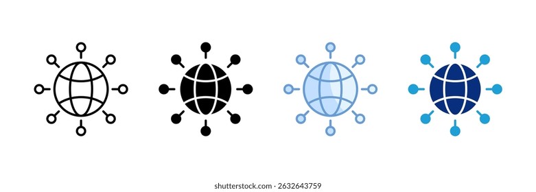 Content Delivery Network Icon Set Multiple Style Collection