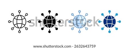 Content Delivery Network Icon Set Multiple Style Collection