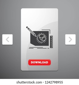 Content, design, frame, page, text Glyph Icon in Carousal Pagination Slider Design & Red Download Button