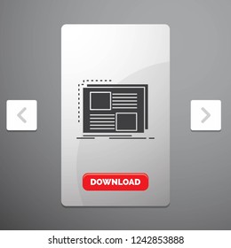 Content, design, frame, page, text Glyph Icon in Carousal Pagination Slider Design & Red Download Button