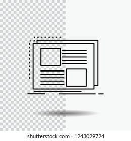 Content, design, frame, page, text Line Icon on Transparent Background. Black Icon Vector Illustration